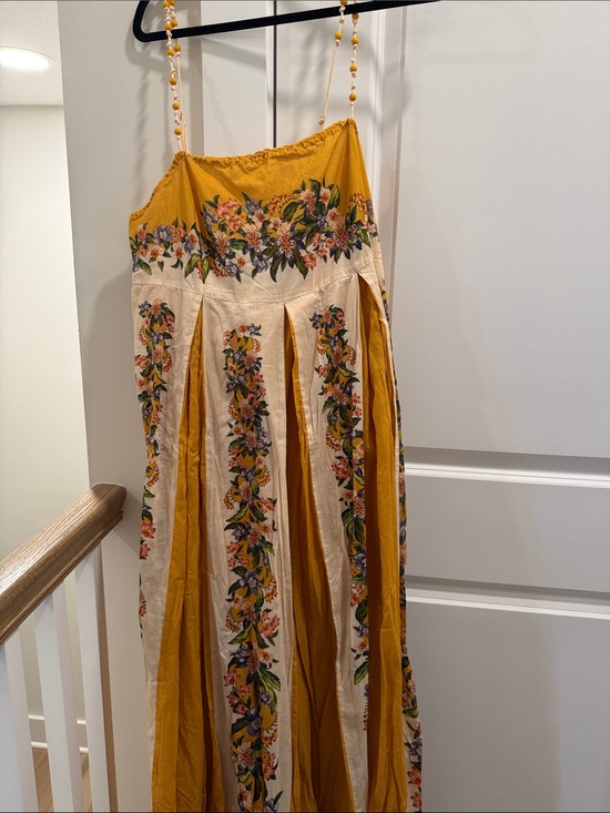 FARM Rio Dresses & Skirts - FARM Rio Sand Hilo Mustard Yellow Floral Panel Maxi Dress